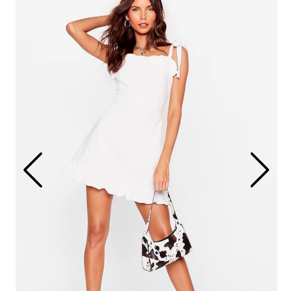NWOT Nasty Gal White Tie Strap Ruffle Mini Dress
